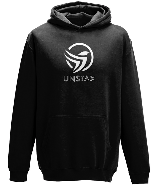 Black College Unstax Hoodie Full white logo