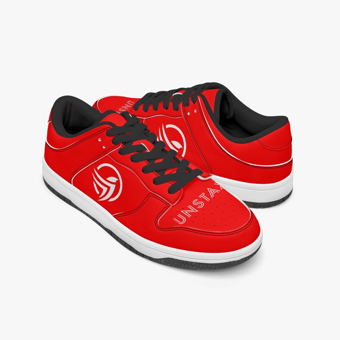 Unstax Red Dunk Stylish Low-Top Leather Sneakers