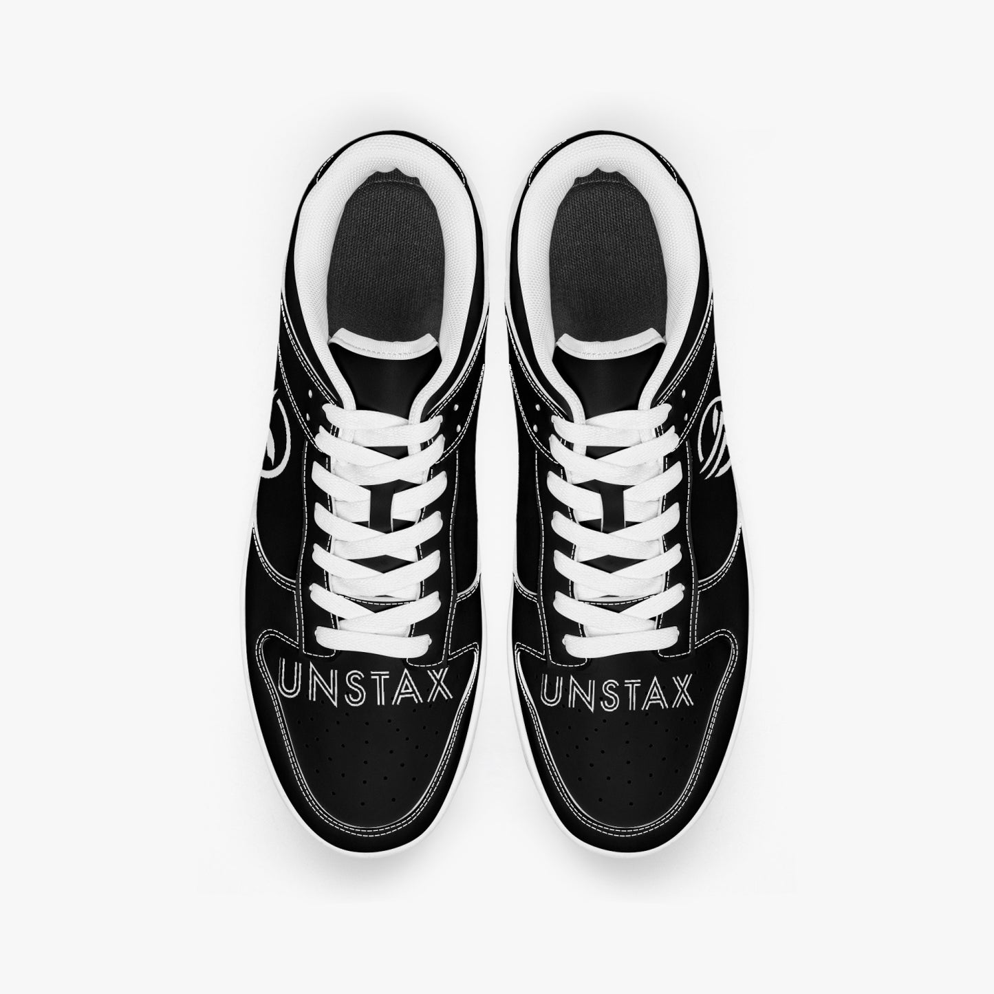Unstax Black/White Dunk Stylish Low-Top Leather Sneakers