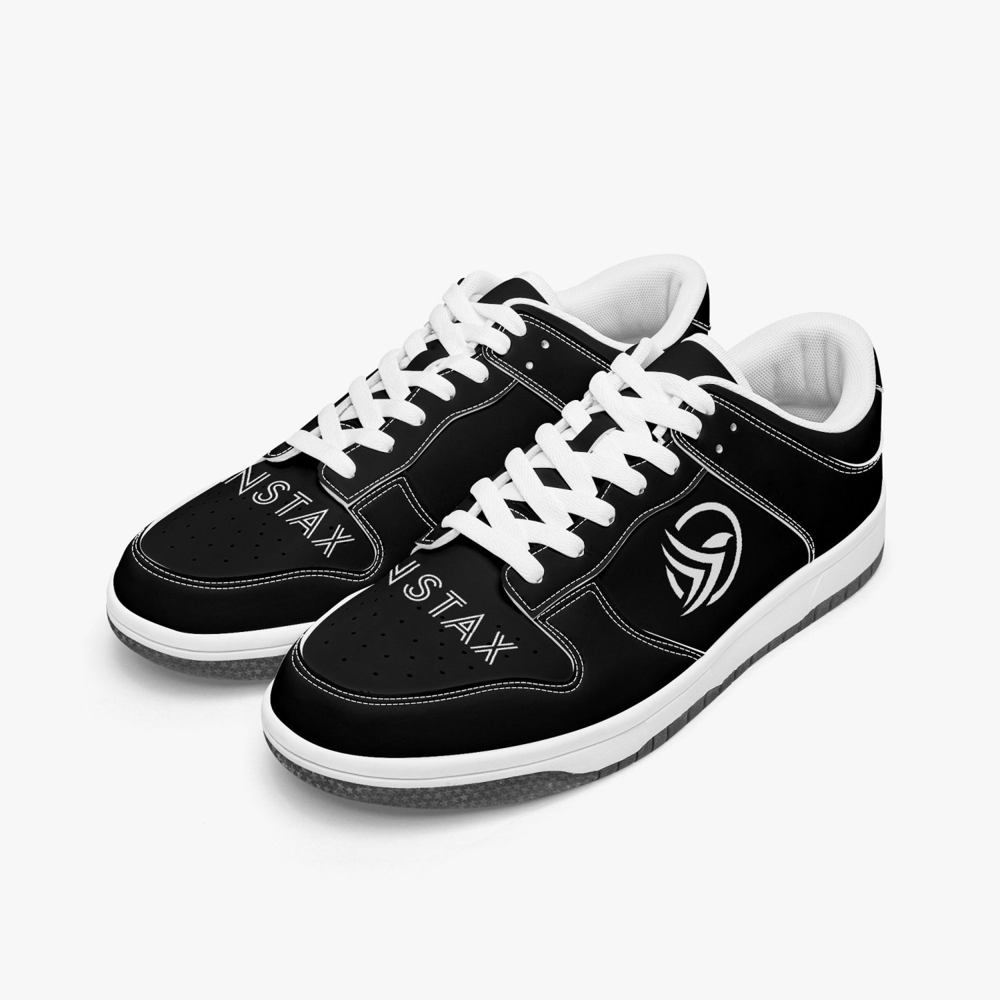 Unstax Black/White Dunk Stylish Low-Top Leather Sneakers