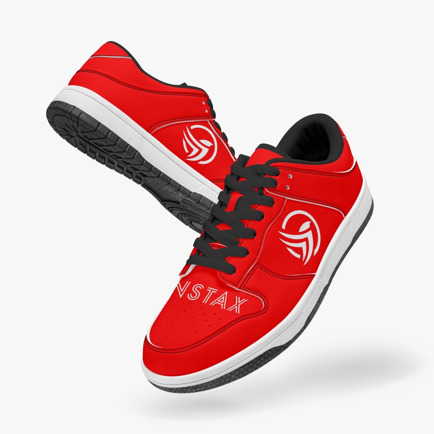 Unstax Red Dunk Stylish Low-Top Leather Sneakers