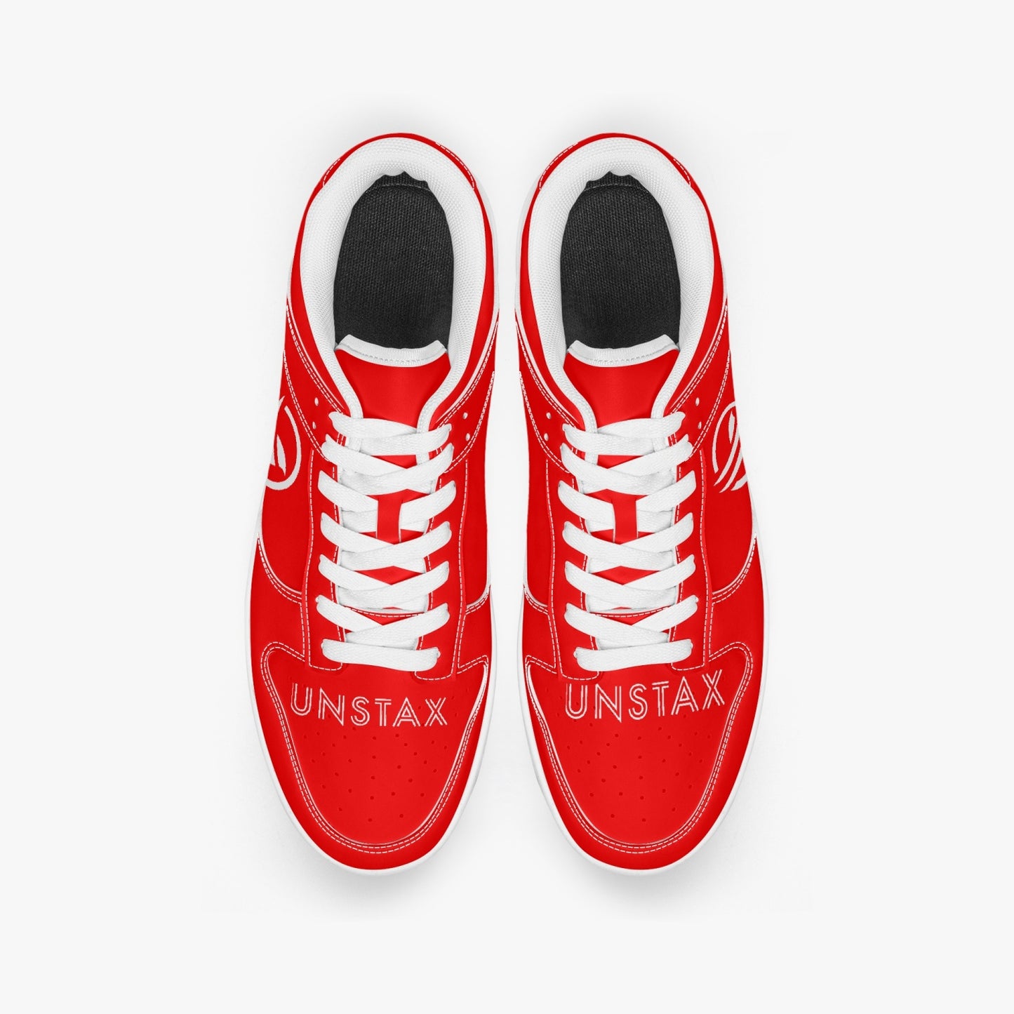 Unstax Red Dunk Stylish Low-Top Leather Sneakers