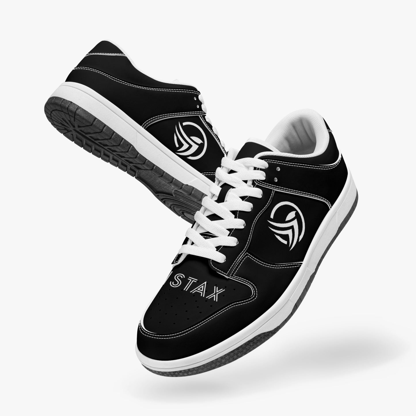 Unstax Black/White Dunk Stylish Low-Top Leather Sneakers