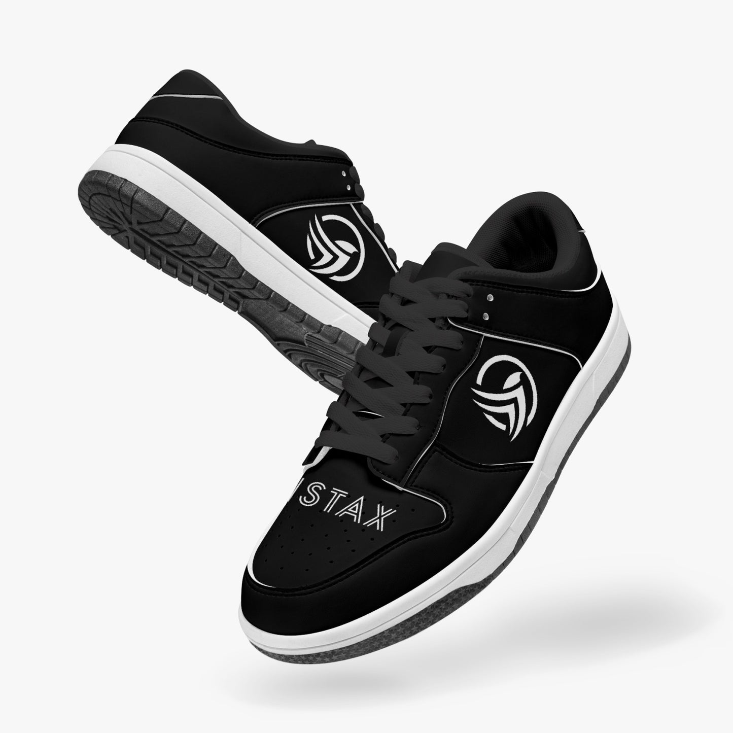 Unstax Black/White Dunk Stylish Low-Top Leather Sneakers