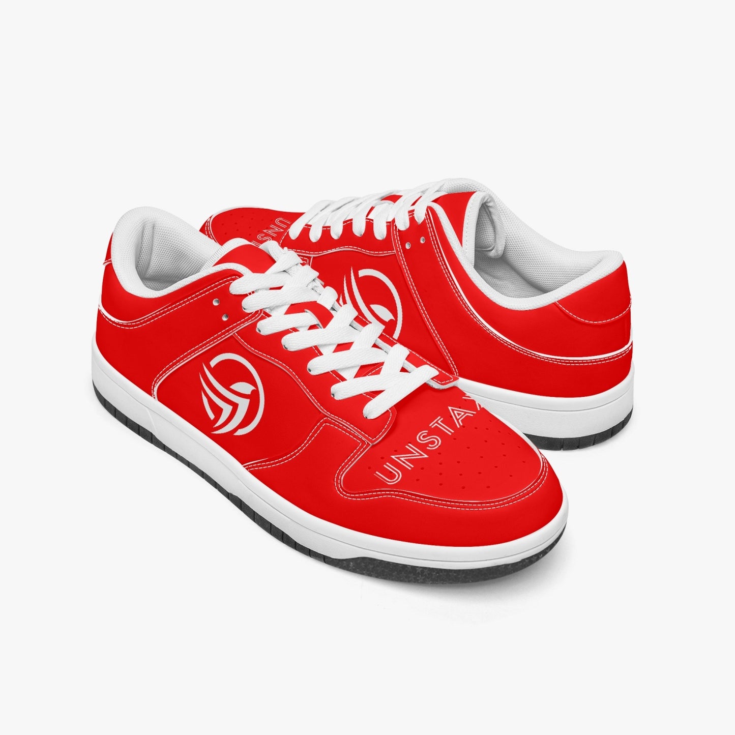 Unstax Red Dunk Stylish Low-Top Leather Sneakers