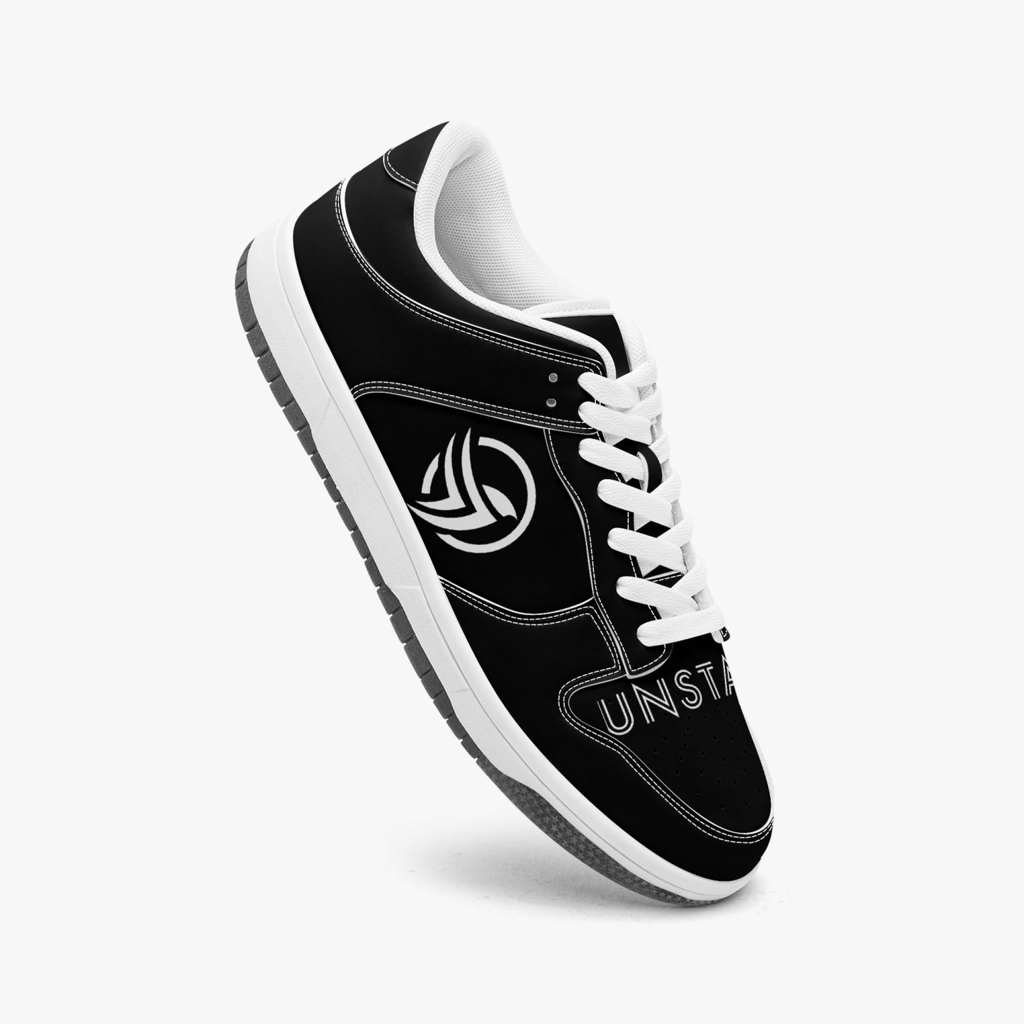 Unstax Black/White Dunk Stylish Low-Top Leather Sneakers