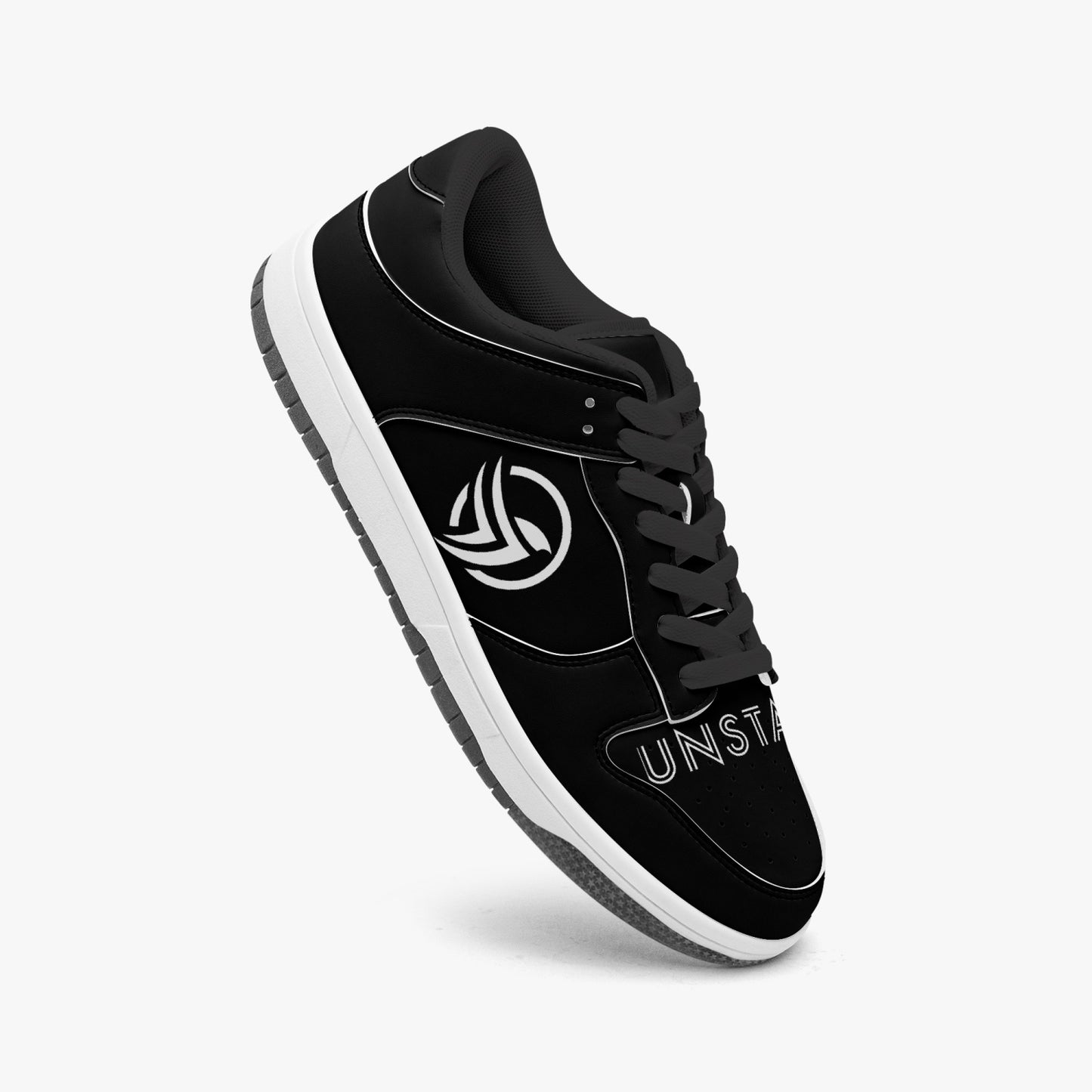 Unstax Black/White Dunk Stylish Low-Top Leather Sneakers