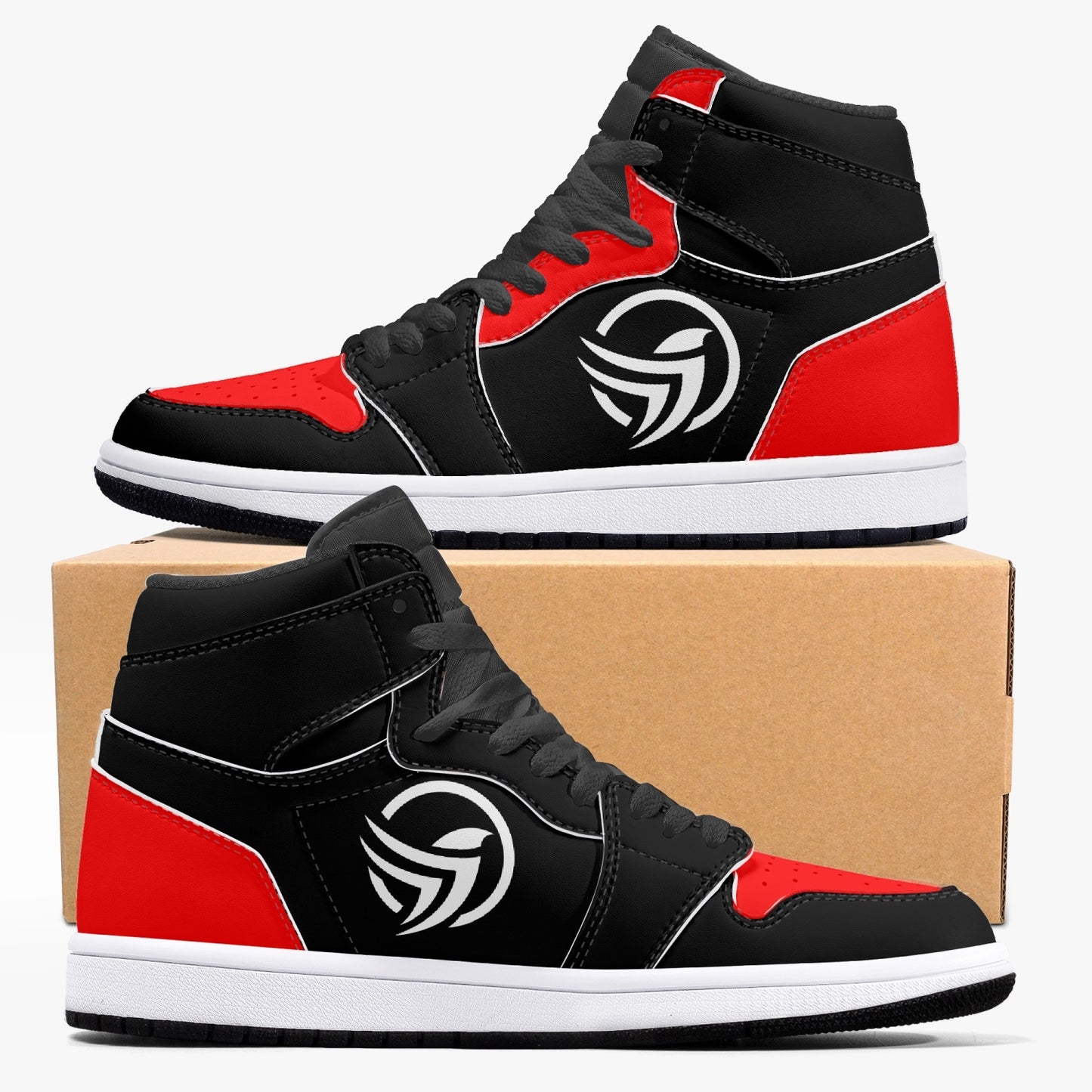 Unstax Red/Black High-Top Leather Sneakers