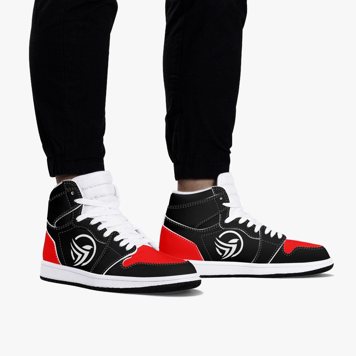 Unstax Red/Black High-Top Leather Sneakers