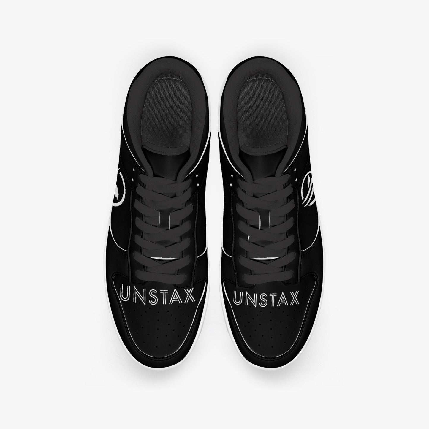 Unstax Black/White Dunk Stylish Low-Top Leather Sneakers