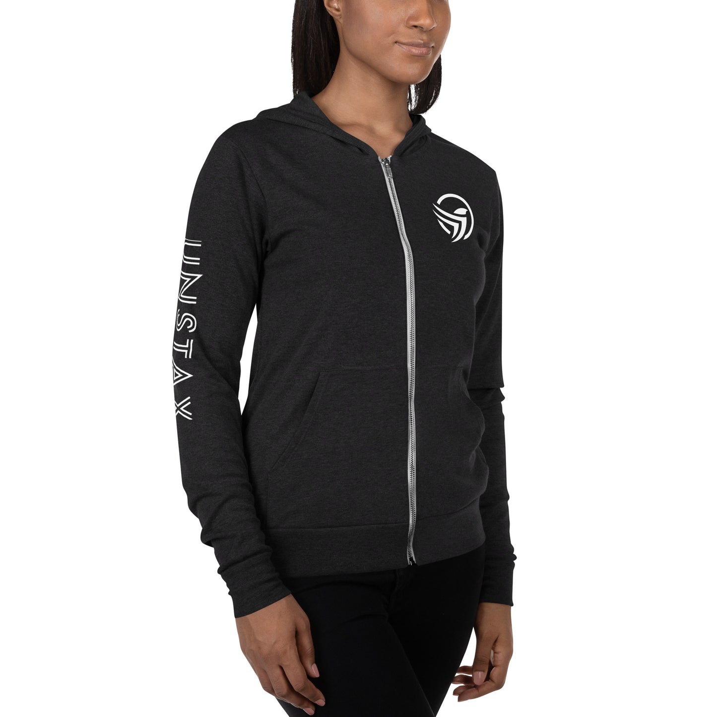 Unstax zip hoodie with Sleeve Print